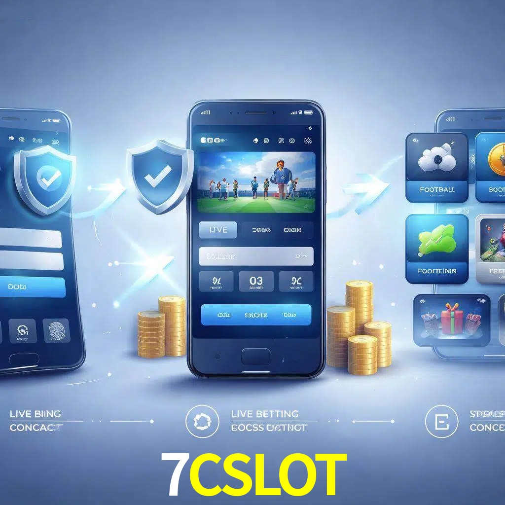 Pasos de acceso a la app 7CSLOT en pantalla de teléfono móvil